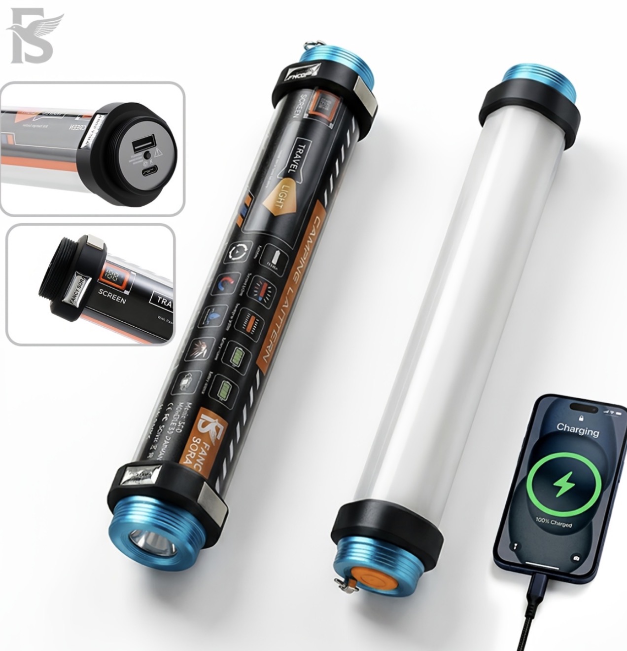7800mAh Multifunction Camping Light – IP68 Waterproof Emergency Work Light with Power Bank & Window Breaker